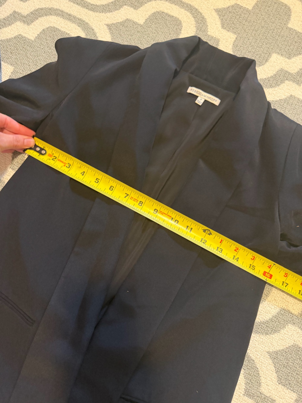 Rebecca Minkoff womens 2 black designer open front blazer lined silk suit jacket - Picture 7 of 10